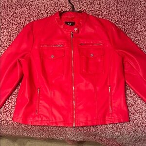 New York & Company Vibrant Red Leather Jacket